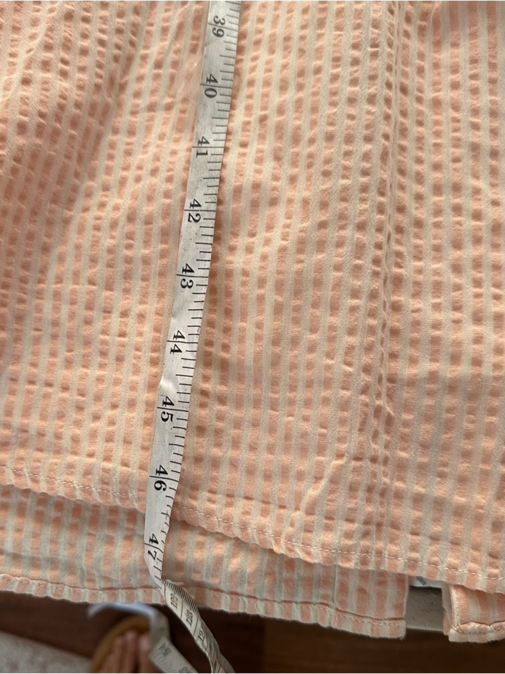 LOFT Sleeveless Seersucker Peach Stripe Dress Button Up size 4 - Picture 5 of 11